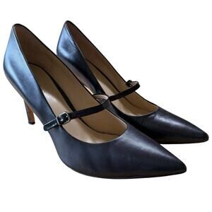 Via Spiga Heels Women's Leather Black 11M Stilettos Vamp Sexy Officesiren Italy